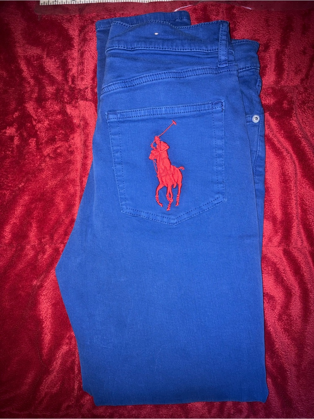 Polo by Ralph Lauren Ladies Royal Blue Jeans with Red Polo Player Embroidery